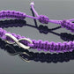 Beautiful infinity purple string bracelet, braided purple infinity adjustable wristband for man and woman