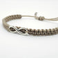 Beautiful infinity beige string bracelet, braided beige color infinity adjustable wristband for man and woman