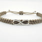 Beautiful infinity beige string bracelet, braided beige color infinity adjustable wristband for man and woman