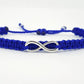 Beautiful infinity blue string bracelet, braided blue infinity adjustable, blue bracelet, blue friendship bracelet, blue unisex bracelet