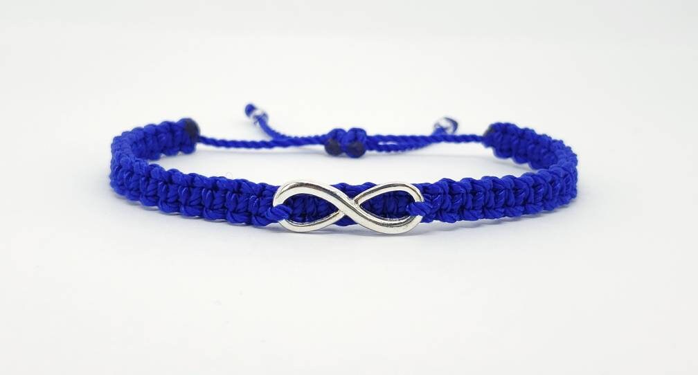 Beautiful infinity blue string bracelet, braided blue infinity adjustable, blue bracelet, blue friendship bracelet, blue unisex bracelet