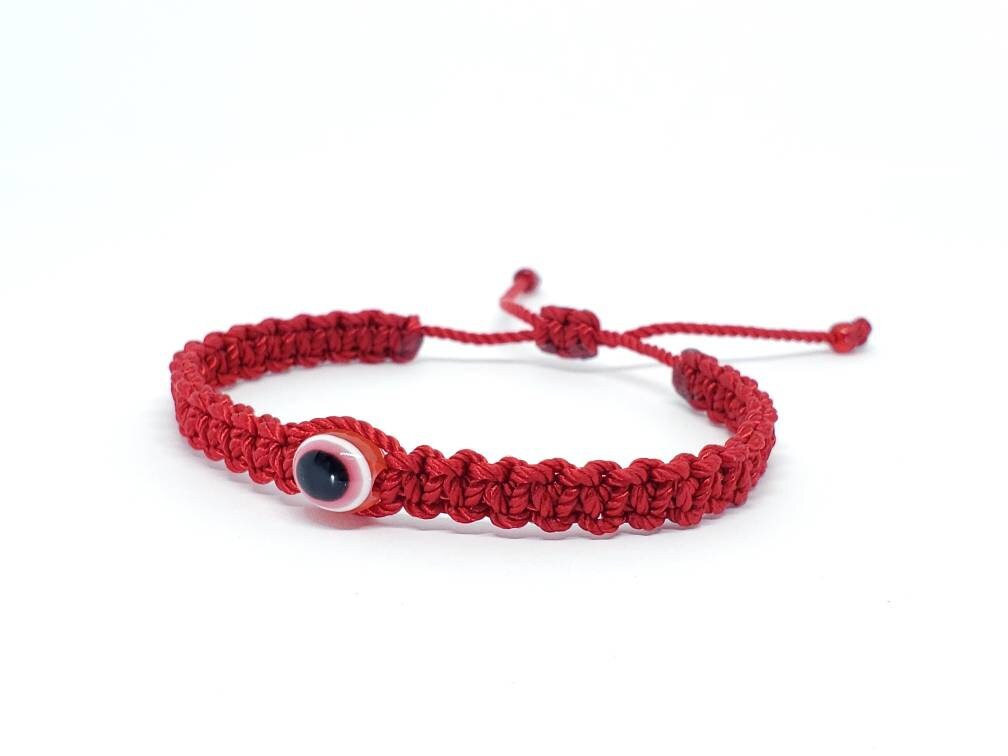 good luck red string bracelet, evil eye charm, braided red string wristband, evil eye protection bracelet for man & woman