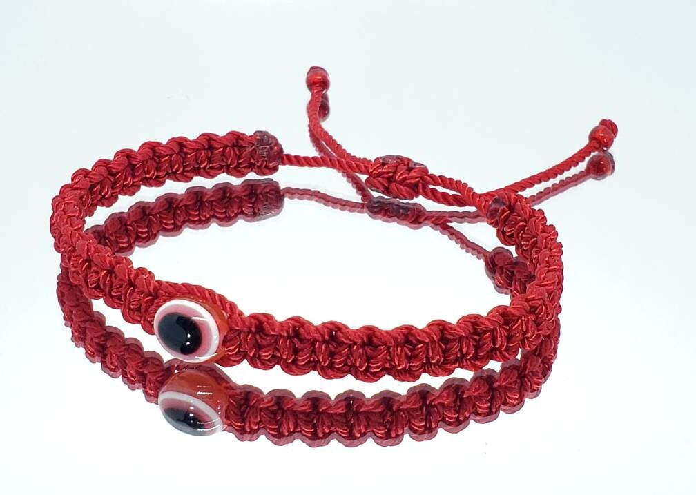 good luck red string bracelet, evil eye charm, braided red string wristband, evil eye protection bracelet for man & woman