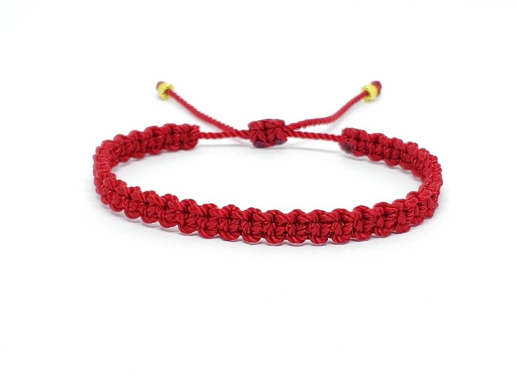 red string good luck bracelet, braided red string wristband, evil eye protection braided bracelet, unisex, adjustable