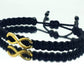 infinity bracelet, braided black string wristband, gold tone infinity charm braided bracelet adjustable for man & woman