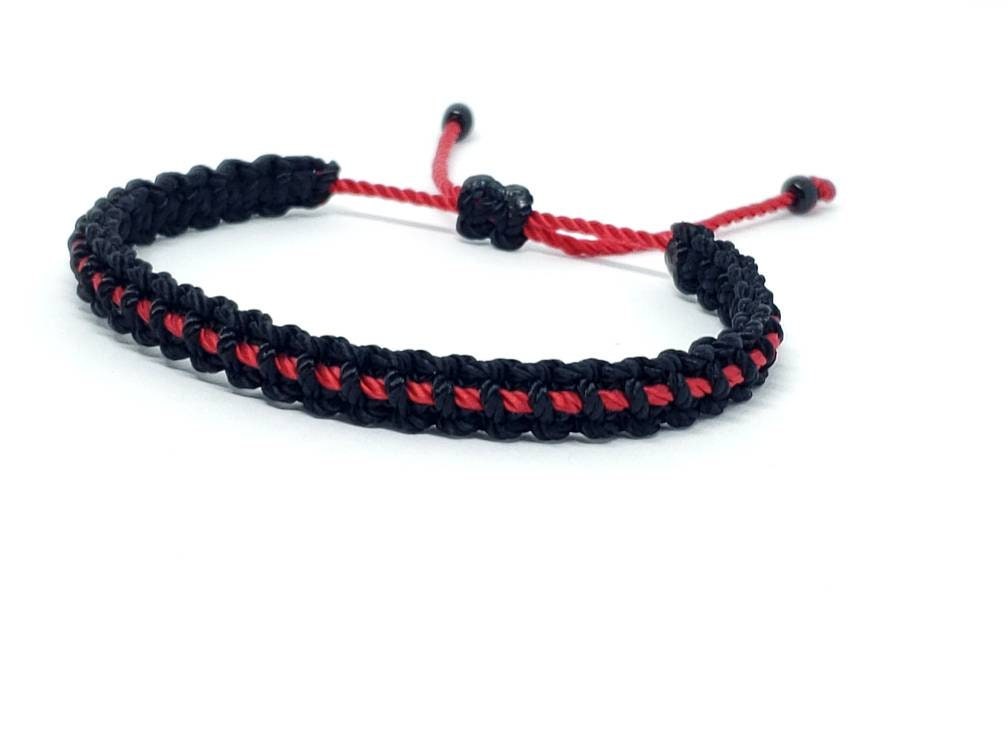 Thin red line bracelet, firefighter bracelet, Fashionable and durable thin red line support wristband, adjustable for man & woman