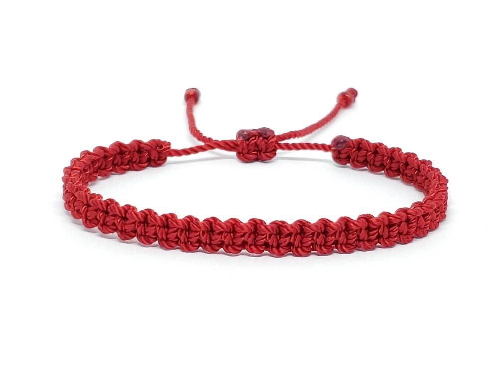 red string good luck bracelet, braided red string wristband, evil eye protection, braided bracelet, unisex, adjustable, new