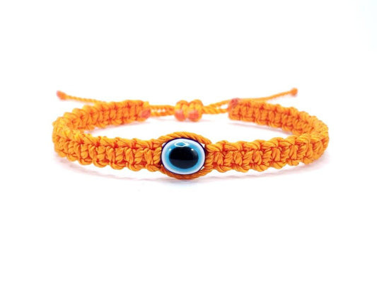 Evil eye amulet, good luck bracelet, good luck orange string wristband, evil eye protection, good luck charm, adjustable for man and woman