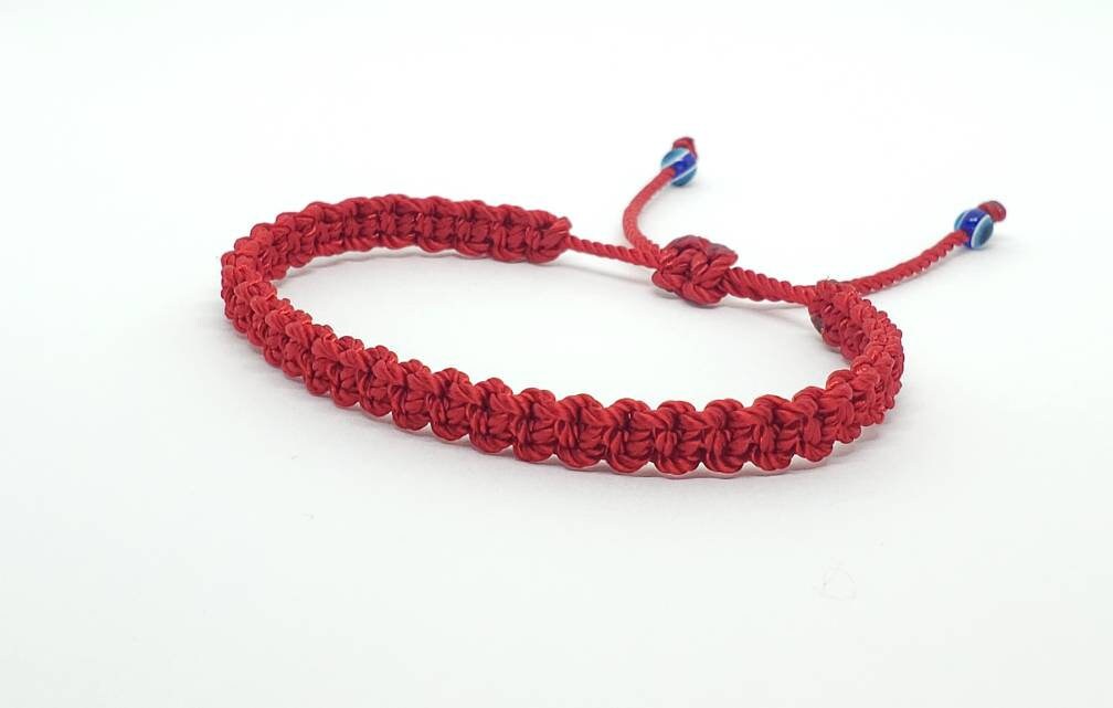 good luck red string bracelet, evil eye protection amulet, red string braided wristband, red evil eye bracelet, adjustable, for man & woman