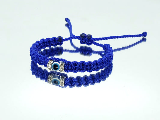 Kids size Evil eye amulet, good luck braided bracelet, evil eye blue string wristband for kids, evil eye protection, good luck charm