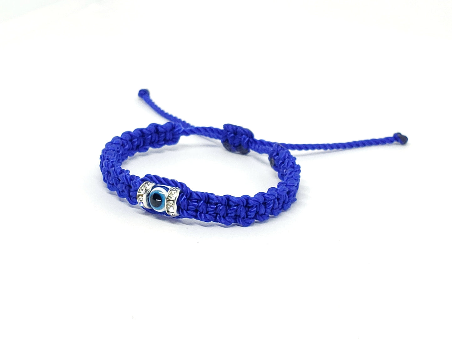 Kids size Evil eye amulet, good luck braided bracelet, evil eye blue string wristband for kids, evil eye protection, good luck charm