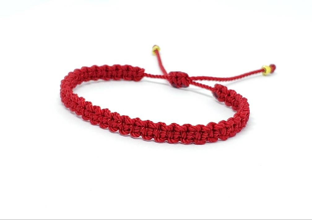 red string good luck bracelet, braided red string wristband, evil eye protection braided bracelet, unisex, adjustable