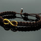 infinity bracelet, braided brown string wristband, infinity charm braided bracelet for man & woman