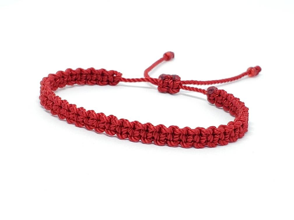 red string good luck bracelet, braided red string wristband, evil eye protection, braided bracelet, unisex, adjustable, new