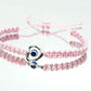 evil eye bracelet, pink string evil eye protection wristband, good luck braided bracelet, baby pink string bracelet adjustable