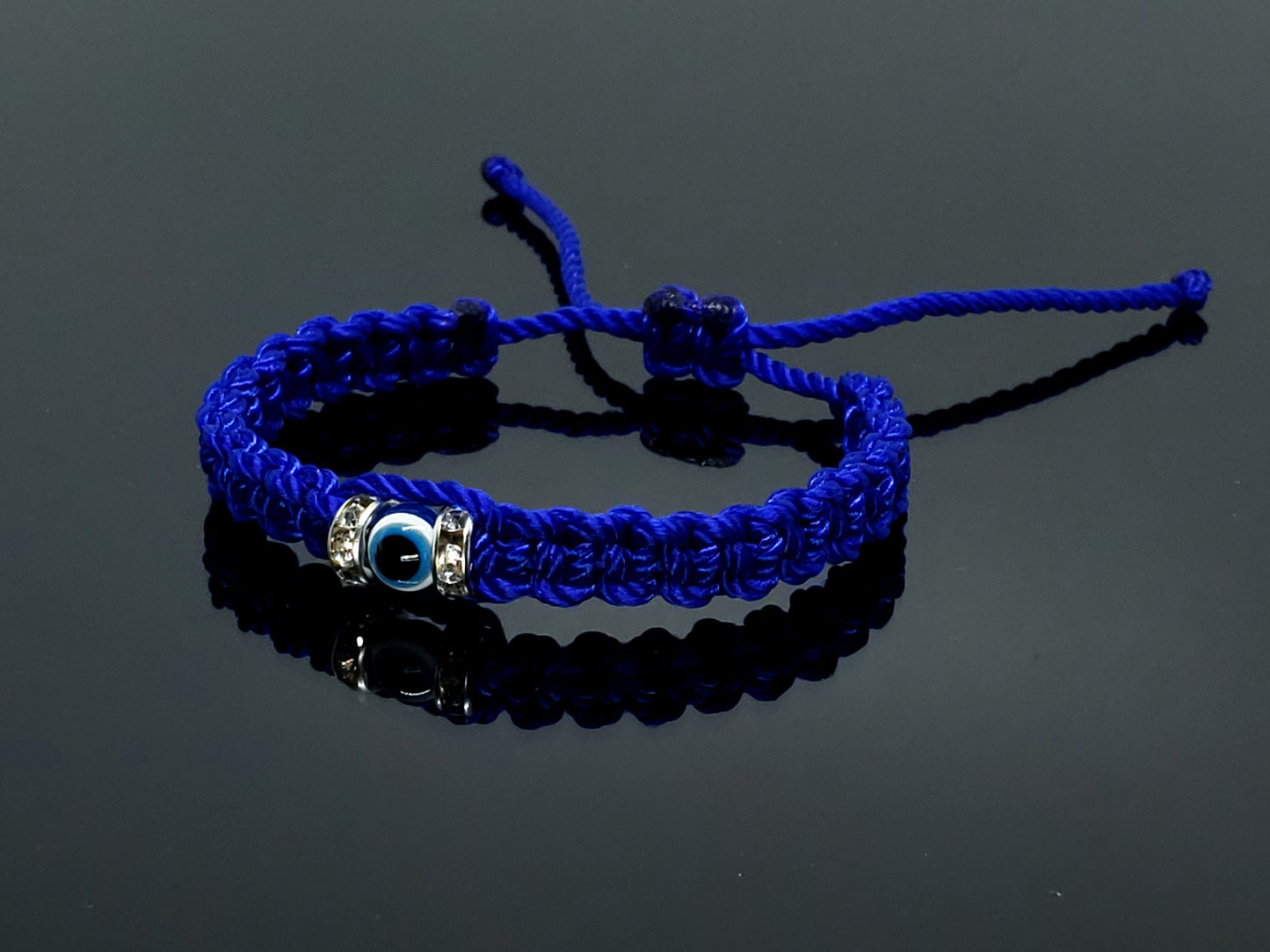 Kids size Evil eye amulet, good luck braided bracelet, evil eye blue string wristband for kids, evil eye protection, good luck charm