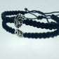 Lotus flower bracelet, black string braided bracelet, silver color lotus flower charm, new, adjustable for man & woman