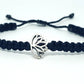 Lotus flower bracelet, black string braided bracelet, silver color lotus flower charm, new, adjustable for man & woman