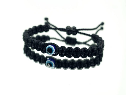 Kids size Evil eye amulet good luck braided bracelet evil eye black string wristband for kids evil eye protection good luck charm adjustable