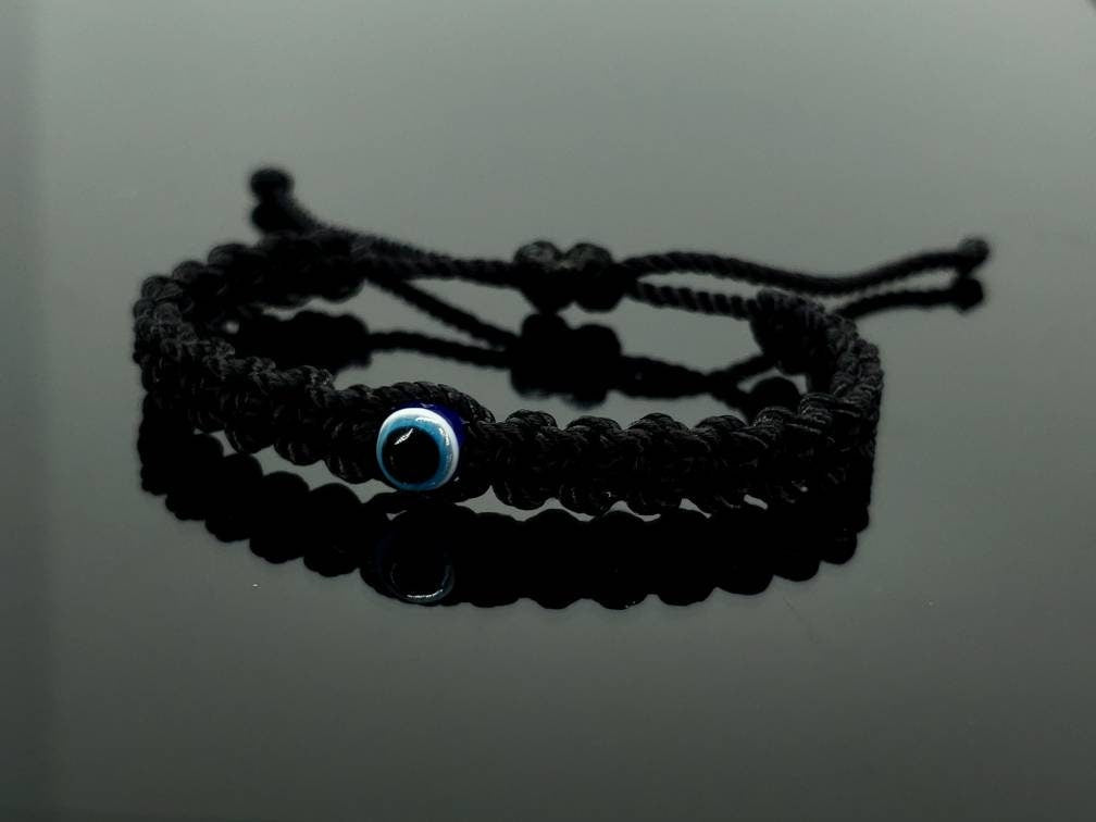 Kids size Evil eye amulet good luck braided bracelet evil eye black string wristband for kids evil eye protection good luck charm adjustable