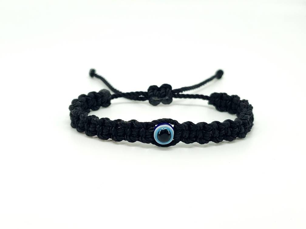 Kids size Evil eye amulet good luck braided bracelet evil eye black string wristband for kids evil eye protection good luck charm adjustable