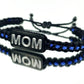 Police Thin blue line mom  bracelet, thin blue line proud mom bracelet -support Police wristband -Ajustable braided bracelet