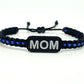 Police Thin blue line mom  bracelet, thin blue line proud mom bracelet -support Police wristband -Ajustable braided bracelet