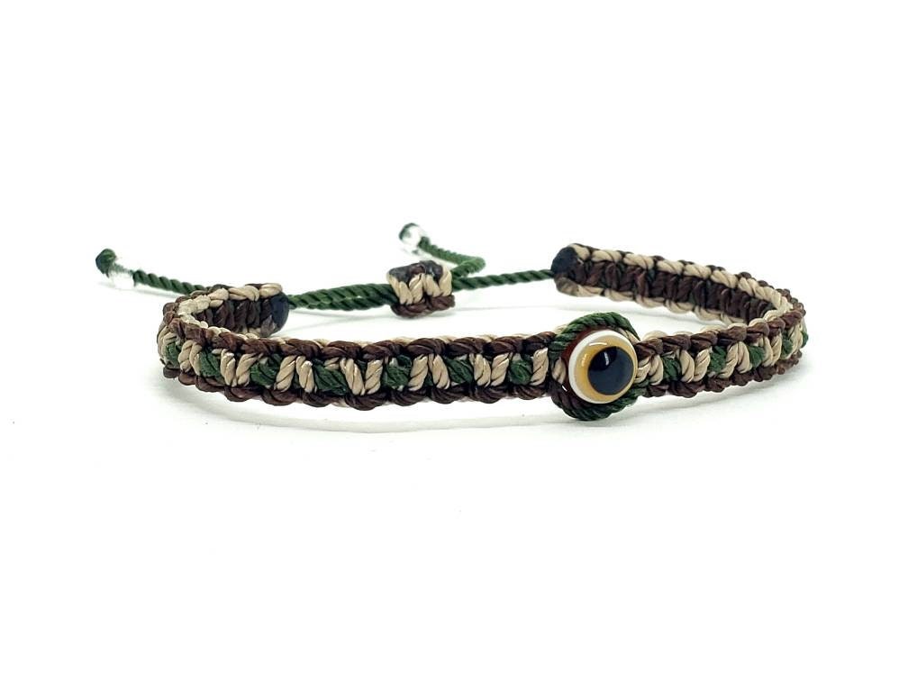 evil eye bracelet,Camouflage evil eye wristband, braided evil eye protection bracelet, Camouflage adjustable wristband for man and woman