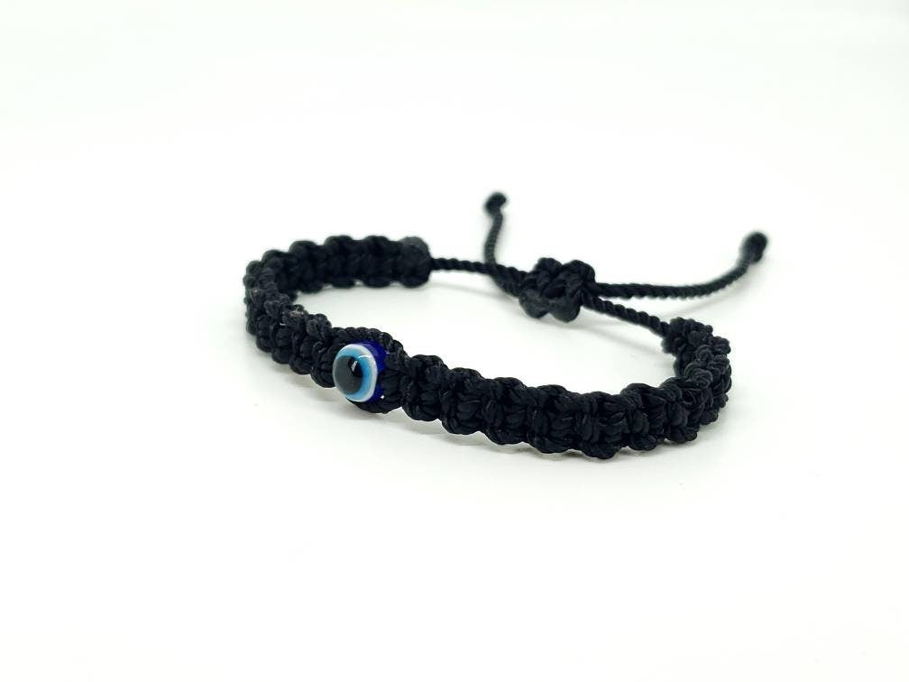 Kids size Evil eye amulet good luck braided bracelet evil eye black string wristband for kids evil eye protection good luck charm adjustable