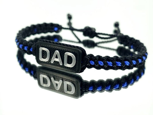 Police Thin blue line dad  bracelet, thin blue line proud dad bracelet -support Police wristband -Ajustable braided bracelet