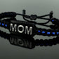 Police Thin blue line mom  bracelet, thin blue line proud mom bracelet -support Police wristband -Ajustable braided bracelet