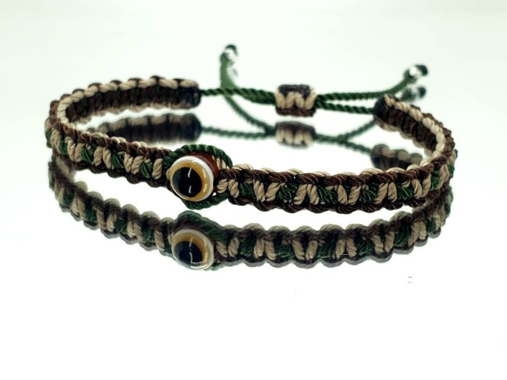 evil eye bracelet,Camouflage evil eye wristband, braided evil eye protection bracelet, Camouflage adjustable wristband for man and woman