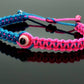 Beautiful two color evil eye protection bracelet blue & neon pink braided wristband, adjustable protection bracelet for man and woman