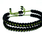 thin green line bracelet, Black braided bracelet with a green Line, adjustable wristband -new -handmade -for man & woman