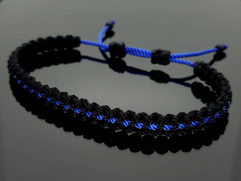 ANKLET- Thin blue line anklet, Police thin blue line, thin blue line support police anklet, adjustable.