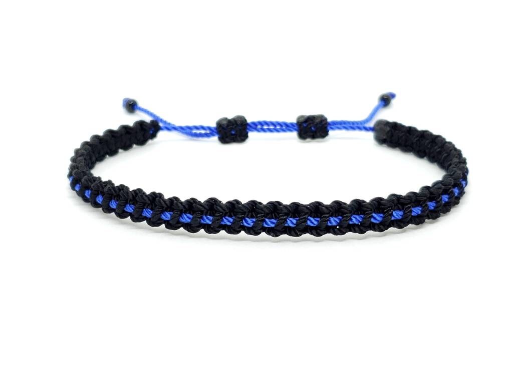 ANKLET- Thin blue line anklet, Police thin blue line, thin blue line support police anklet, adjustable.