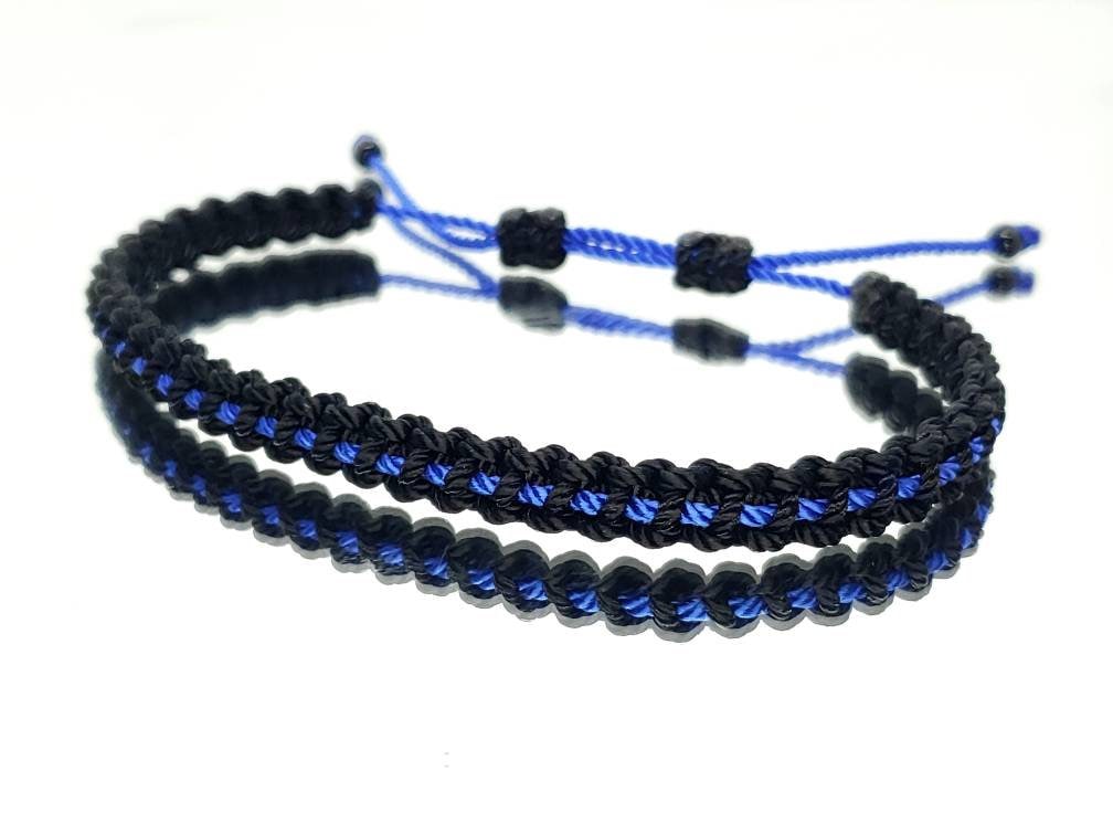 ANKLET- Thin blue line anklet, Police thin blue line, thin blue line support police anklet, adjustable.