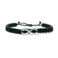 infinity bracelet, braided black string wristband, silver tone infinity charm braided bracelet for man & woman