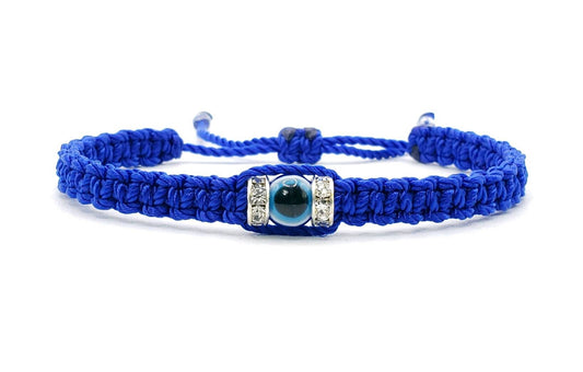 Evil eye amulet bracelet, good luck blue string wristband, evil eye protection, good luck charm, adjustable, for man and women