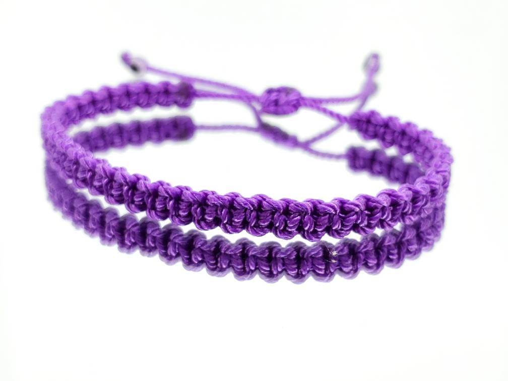 evil eye bracelet purple color string, braided evil eye protection bracelet, adjustable, good luck charm for man & woman