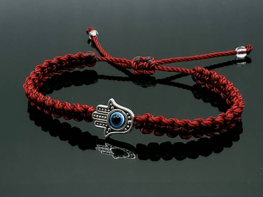 Hamsa hand bracelet for happiness, luck, health, and good fortune. good luck wristband evil eye protection charm for man and woman