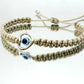 evil eye bracelet, beige string evil eye protection wristband, good luck braided bracelet, adjustable for man and woman