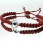 evil eye bracelet, burgundy string evil eye protection wristband, good luck braided bracelet, adjustable for man and woman