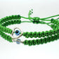 evil eye bracelet, green string evil eye protection wristband, good luck braided bracelet, adjustable for man and woman