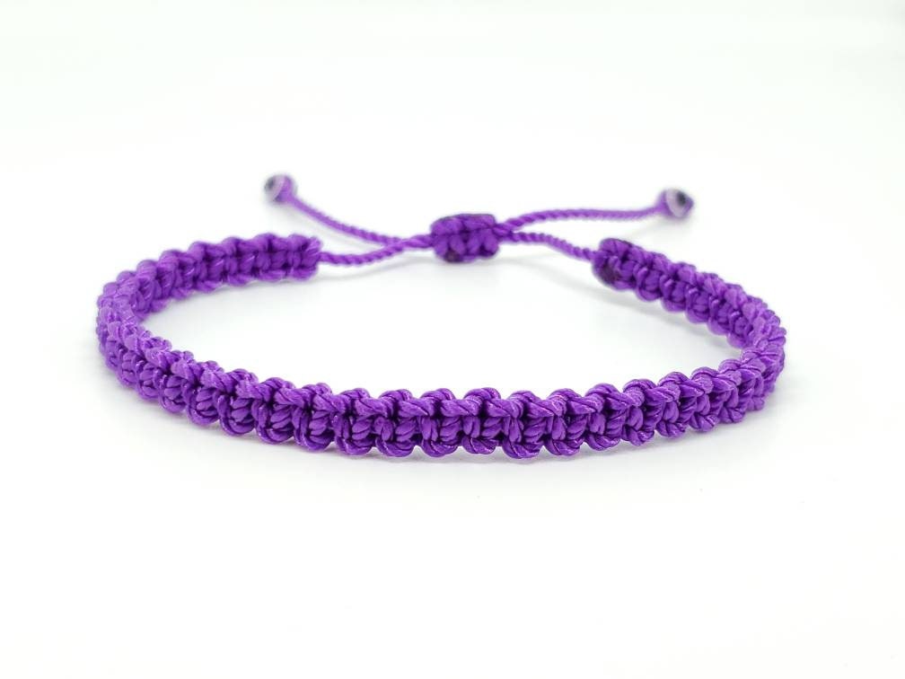 evil eye bracelet purple color string, braided evil eye protection bracelet, adjustable, good luck charm for man & woman