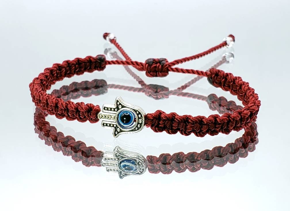 Hamsa hand bracelet for happiness, luck, health, and good fortune. good luck wristband evil eye protection charm for man and woman