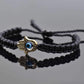 Hamsa hand bracelet with an evil eye for protection & good luck, braided black string wristband with a gold color hamsa hand adjustable