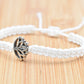 Lotus flower bracelet, white string braided bracelet silver color lotus flower charm, new, white lotus wristband,adjustable for man & woman