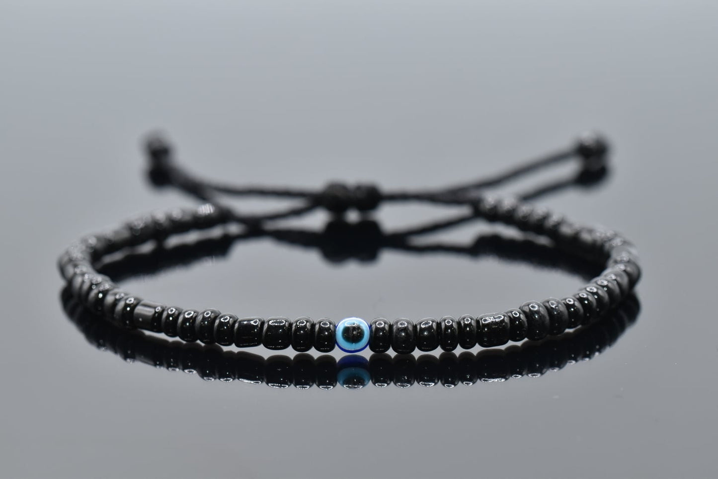 evil eye bracelet, black string evil eye wristband, beaded evil eye protection bracelet, adjustable, for man and woman