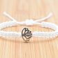 Lotus flower bracelet, white string braided bracelet silver color lotus flower charm, new, white lotus wristband,adjustable for man & woman